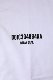 Dolce & Gabbana White Cotton Logo Print Crew Neck T-shirt