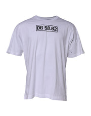 Dolce & Gabbana White Cotton Logo Print Crew Neck T-shirt