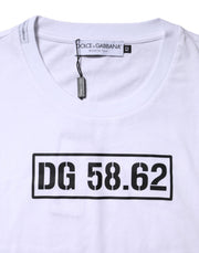 Dolce & Gabbana White Cotton Logo Print Crew Neck T-shirt