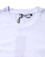 Dolce & Gabbana White Cotton Logo Patch Crew Neck T-shirt