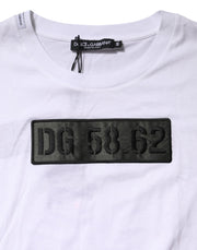 Dolce & Gabbana White Logo Embroidery Round Neck T-shirt