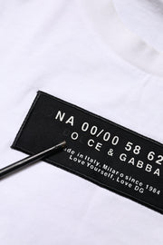 Dolce & Gabbana White Cotton Logo Patch Crew Neck T-shirt