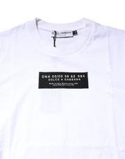 Dolce & Gabbana White Cotton Logo Patch Crew Neck T-shirt