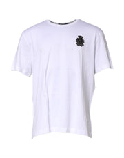 Dolce & Gabbana White Cotton DG Crown Embroidery T-shirt