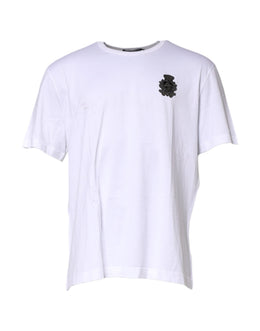 Dolce & Gabbana White Cotton DG Crown Embroidery T-shirt