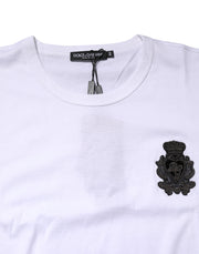 Dolce & Gabbana White Cotton DG Crown Embroidery T-shirt