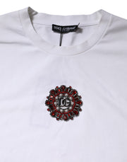 Dolce & Gabbana White Logo Embellish Short Sleeves T-shirt
