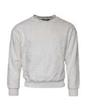 Dolce & Gabbana White Cotton Fleece Crew Neck Sweater