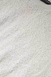 Dolce & Gabbana White Cotton Fleece Crew Neck Sweater