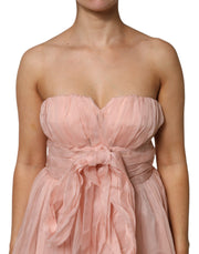 Dolce & Gabbana Pink Silk Chiffon A-line Pleated Midi Dress