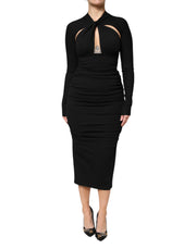 Dolce & Gabbana Black Long Sleeves Sheath Midi Dress