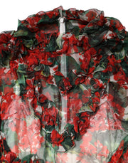 Dolce & Gabbana Multicolor Ruffle Floral Long Sleeves Dress
