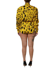 Dolce & Gabbana Yellow Leopard Long Sleeves Jumpsuit Dress