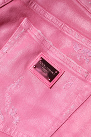 Dolce & Gabbana Pink Tattered Mid Waist Tapered Denim Jeans