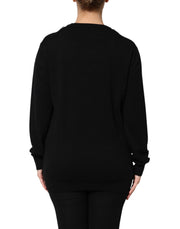 Dolce & Gabbana Black Cashmere Crystal Embellished Sweater