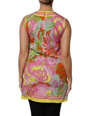 Dolce & Gabbana Multicolor Floral Round Neck Sleeveless Top