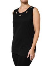 Dolce & Gabbana Black DG Embellished Sleeveless Tank Top