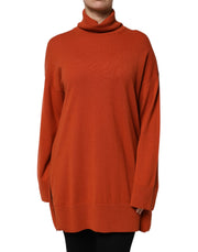 Alpha Studio Dark Orange Long Sleeves Turtleneck Sweater