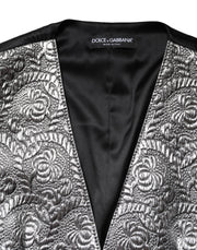 Dolce & Gabbana Silver Floral Jacquard Sleeveless Vest Top