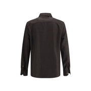 Brunello Cucinelli Brown Fleece Wool Pattern Shirt