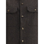 Brunello Cucinelli Brown Fleece Wool Pattern Shirt