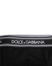Dolce & Gabbana Black Cotton Stretch Logo Print Brief Underwear