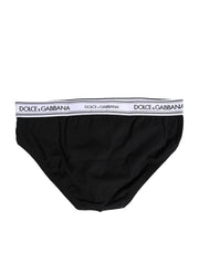 Dolce & Gabbana Black Cotton Stretch Regular Brief Underwear