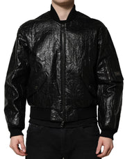 Dolce & Gabbana Black Logo Plaque Bomber Full Zipper Jacket
