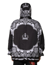 Dolce & Gabbana Black Bandana Print Hooded Bomber Jacket