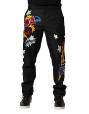 Dolce & Gabbana Black Graphic Embroidery Men Pants