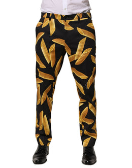 Dolce & Gabbana Black Pasta Print Tapered Men Pants