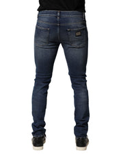 Dolce & Gabbana Blue Washed Skinny Cotton Denim Jeans