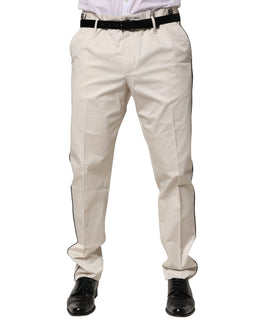 Dolce & Gabbana White Cotton Dress Slim Formal Pants