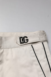 Dolce & Gabbana White Cotton Dress Slim Formal Pants