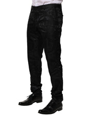 Dolce & Gabbana Black Cotton DG Crown Dress Pants