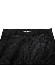Dolce & Gabbana Black Cotton DG Crown Dress Pants