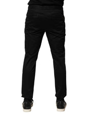 Dolce & Gabbana Black Cotton Mid Waist Jogger Pants