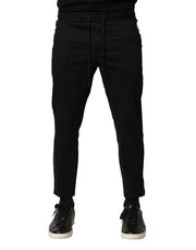 Dolce & Gabbana Black Cotton Mid Waist Jogger Pants