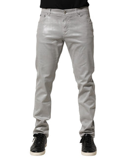 Dolce & Gabbana Silver Cotton Stretch Slim Denim Jeans