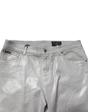 Dolce & Gabbana Silver Cotton Stretch Slim Denim Jeans