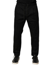 Dolce & Gabbana Black Cotton Mid Waist Jogger Pants