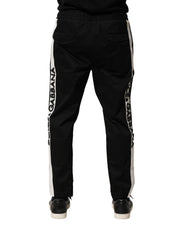Dolce & Gabbana Black Cotton Mid Waist Jogger Pants