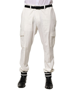 Dolce & Gabbana White Cotton Cargo Jogger Men Pants