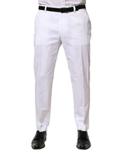 Dolce & Gabbana White Cotton Dress Slim Formal Pants