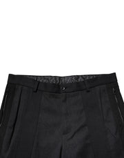 Dolce & Gabbana Black Cotton Dress Slim Formal Pants