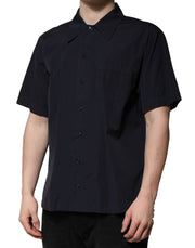Dolce & Gabbana Dark Blue Cotton Short Sleeves Casual Shirt