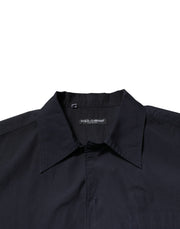 Dolce & Gabbana Dark Blue Cotton Short Sleeves Casual Shirt