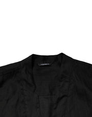 Dolce & Gabbana Black Linen Long Sleeves Men Casual Shirt