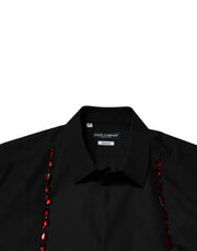 Dolce & Gabbana Black Crystal GOLD Formal Men Dress Shirt