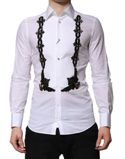 Dolce & Gabbana White GOLD Embellished Formal Men Dress Shirt